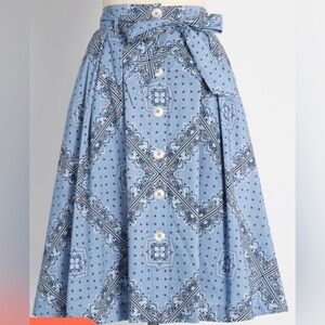 Modcloth Taming the Wild West A-Line Skirt in Blue Bandana - Size M